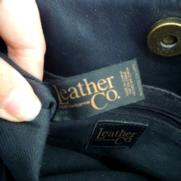 Vintage Leather Co. Liz Claiborne Black Genuine Leather Shoulder Bag Work VTG - Picture 5 of 15